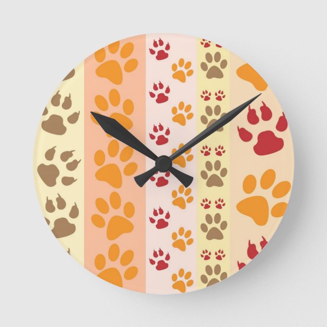 Horloge Ronde Empreintes de pattes Amoureux de les chiens mignon (Recto)