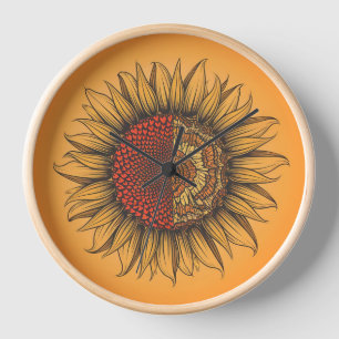 Horloge ronde en bois naturel moderne de 10 po