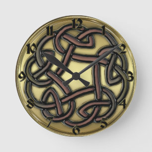 Horloge ronde en fer foncé Celtique noeud
