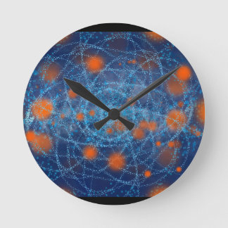 Horloge ronde en galaxie bleue et orange