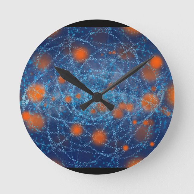 Horloge ronde en galaxie bleue et orange (Recto)