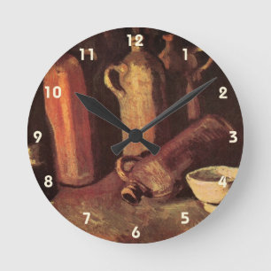 Horloge Ronde Encore la vie de 4 bouteilles de pierre par Vincen
