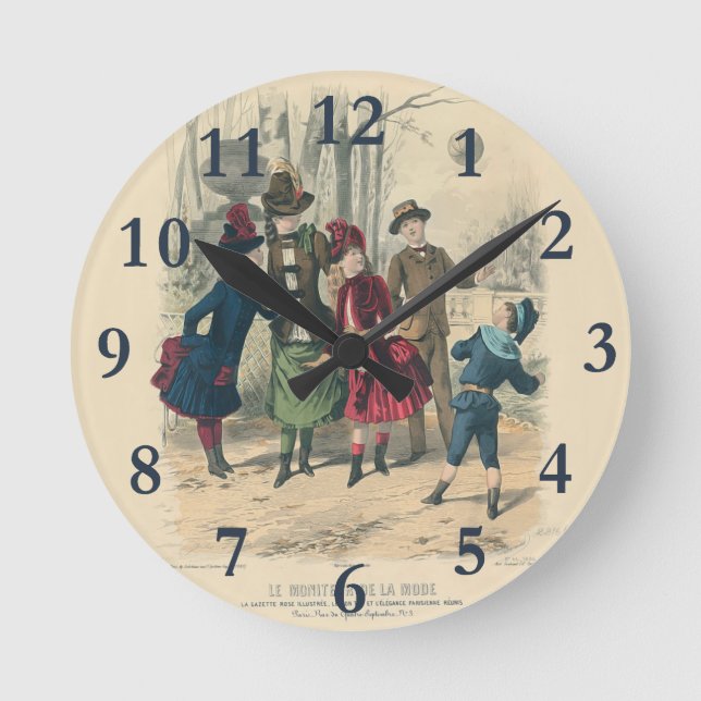 Horloge Ronde Enfants Famille Antique Victorienne Enfant (Recto)