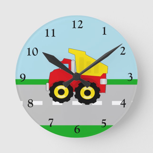Horloge Ronde Enfants garçons Construction camion (Recto)