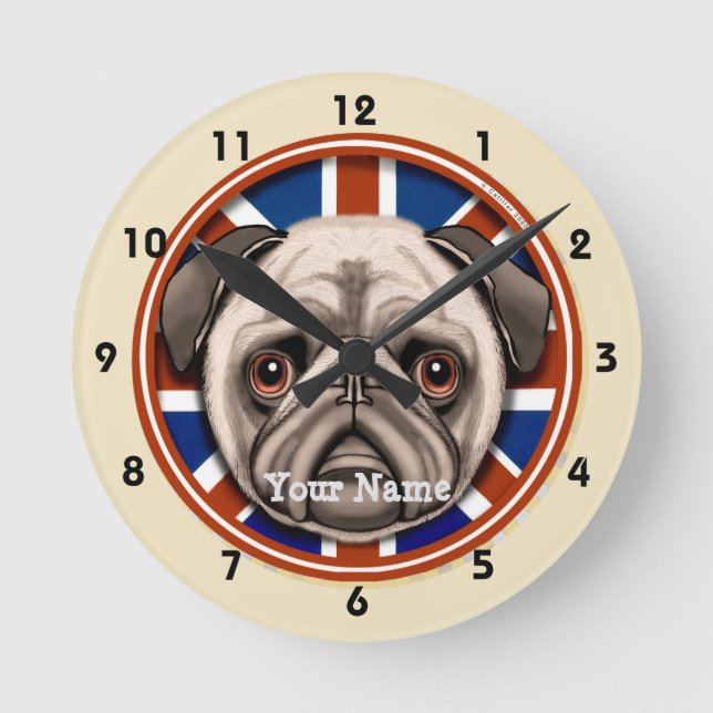 Horloge Ronde England Pug Clock (Recto)