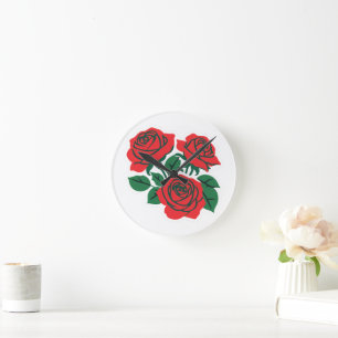 Horloge Ronde Ensemble de Roses