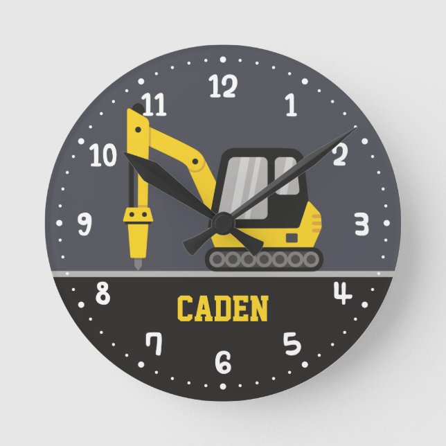 Horloge Ronde Entreprise Excavateur With Breaker Part Kids Room (Recto)