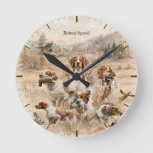 Horloge Ronde Épagneul breton 