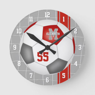 Horloge Ronde équipe de football rouge gris colorant les diffé