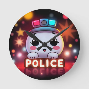 Horloge Ronde Escouade de police mignonne – Conception de patrou
