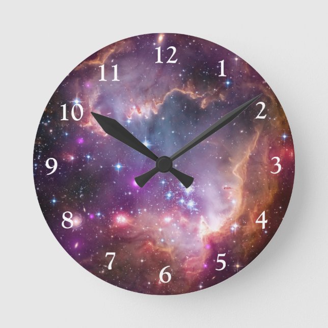 Horloge Ronde Espace Extérieur Galactique Violet (Recto)