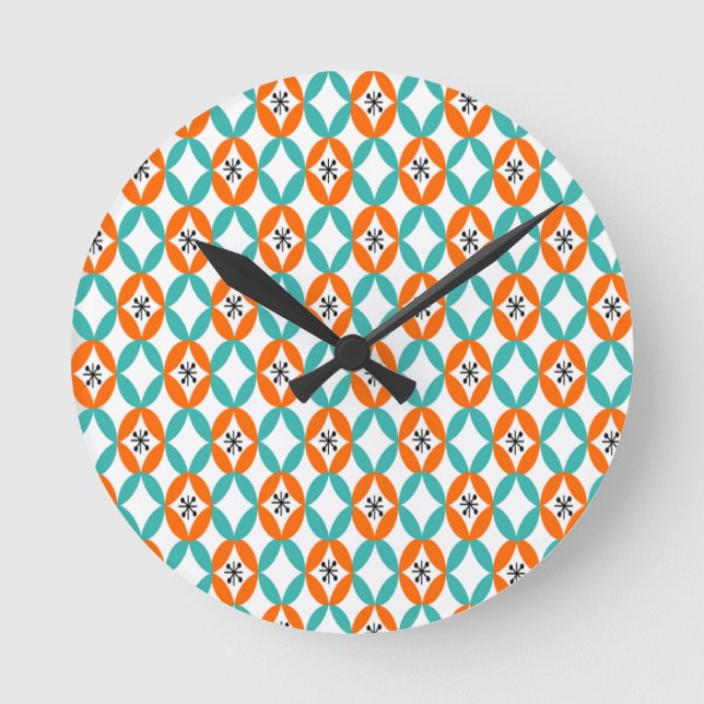 Horloge Ronde Espace positif et négatif - Orange et Turquoise (Recto)