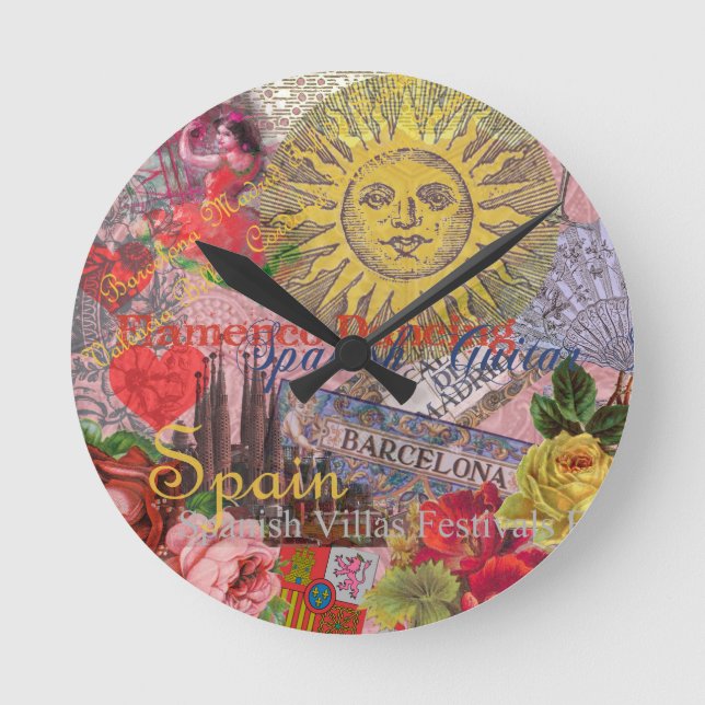 Horloge Ronde Espagne Sunshine Espagnol Travel Art (Recto)
