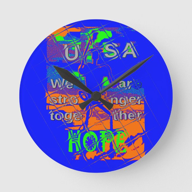 Horloge Ronde Espoir psychédélique des Etats-Unis : Art Blue Uni (Recto)