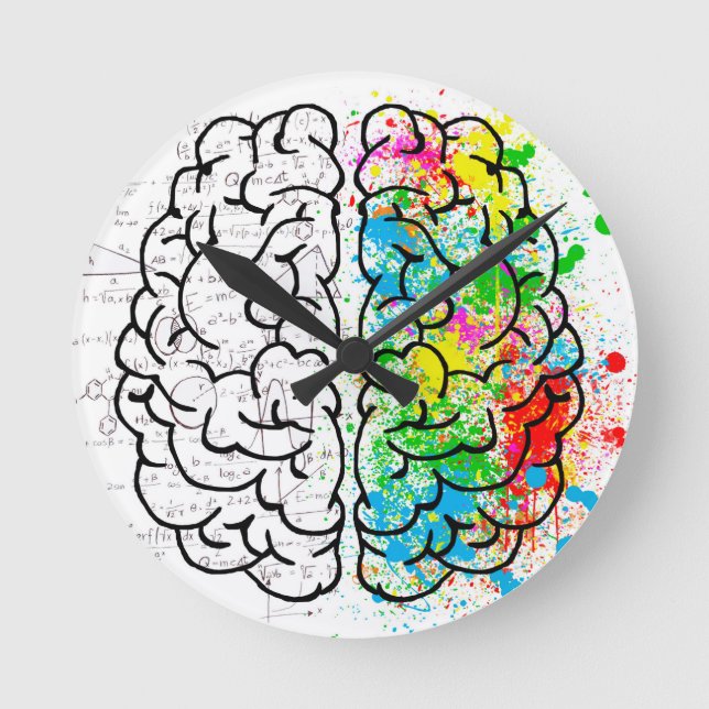 Horloge Ronde esprit cerveau psychologie idée coeurs (Recto)