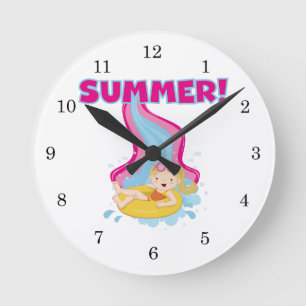 Horloge Ronde Été blond de fille