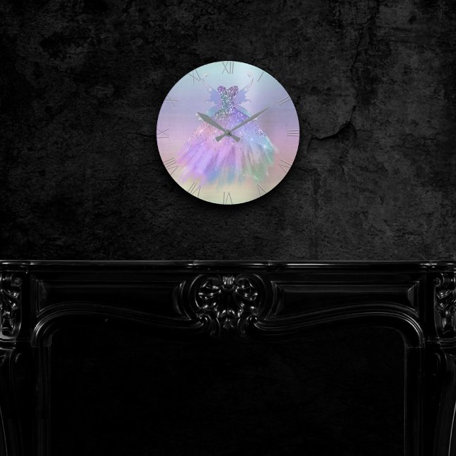 Horloge Ronde Ethereal Pastel Holographique Fairy Wing Gown (Créateur téléchargé)