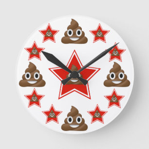 Horloge Ronde Étoile Emoji Poo