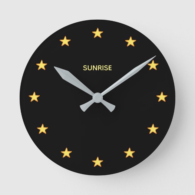 Horloge Ronde Étoiles scintillantes chic sur fond noir (Recto)