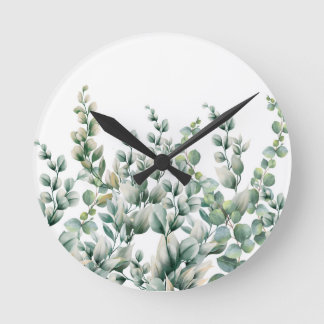 Horloge Ronde Eucalyptus vert