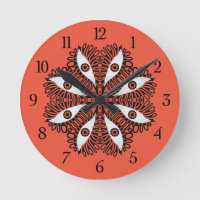 Evil eyes weird red trippy round clock