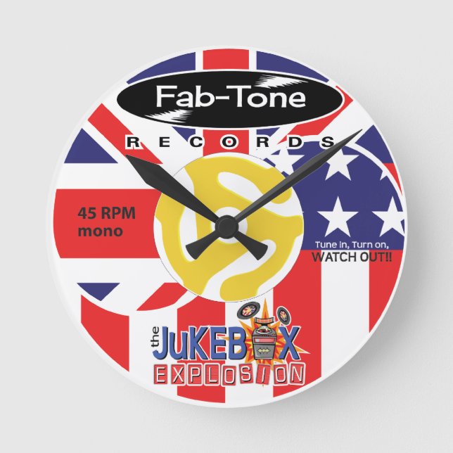 Horloge Ronde Explosion du juke-box 45 label clock (Recto)