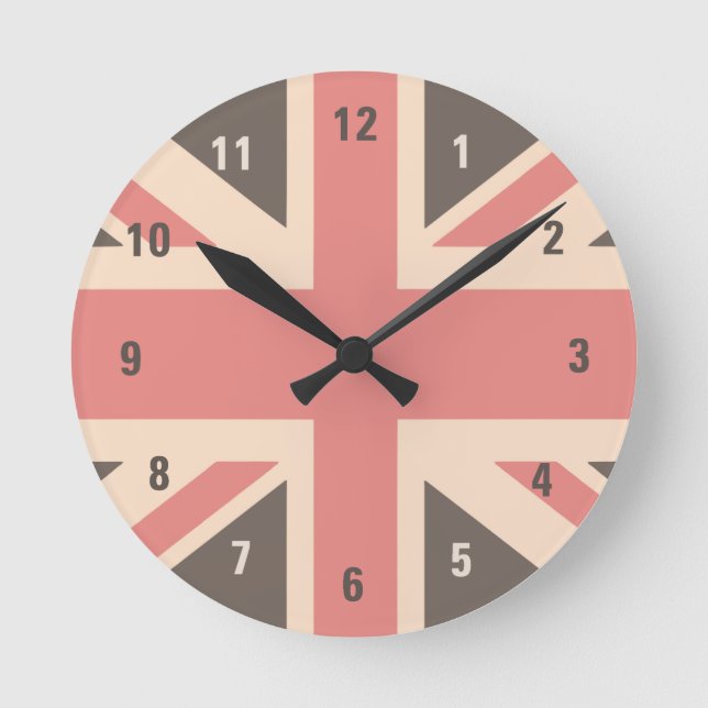Horloge Ronde Faded Union Jack UK Flag (Recto)