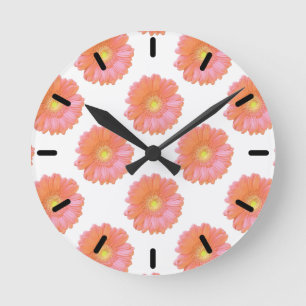 Horloge Ronde Faisée de gerbera orange