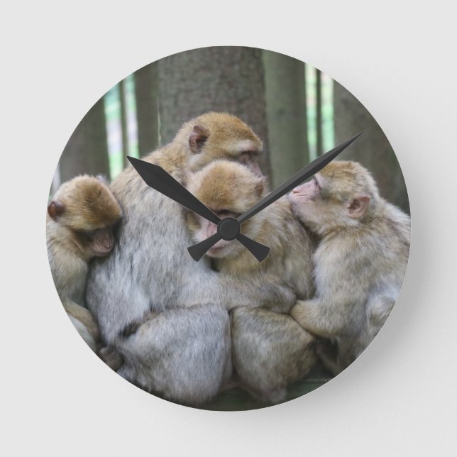 Horloge Ronde Famille Cute Ape Photo Hug (Recto)