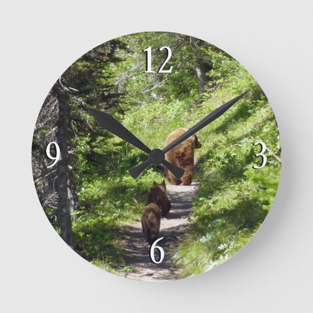 Horloge Ronde Famille d'ours Brown (Recto)