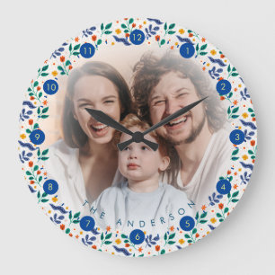 Horloge Ronde Famille personnalisée grande mémoire photo collage