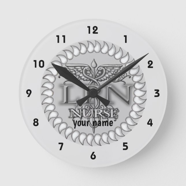 Horloge Ronde Fancy Caduceus LPN infirmière (Recto)