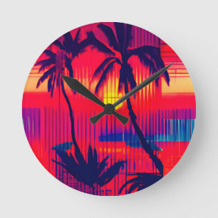 Horloge Ronde Fantaisie d'évasion tropicale