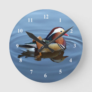 Horloge Ronde Faune Colorée Canard Bleu Photo d'eau