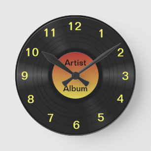 Horloge Ronde Faux disque vinyle fait sur commande