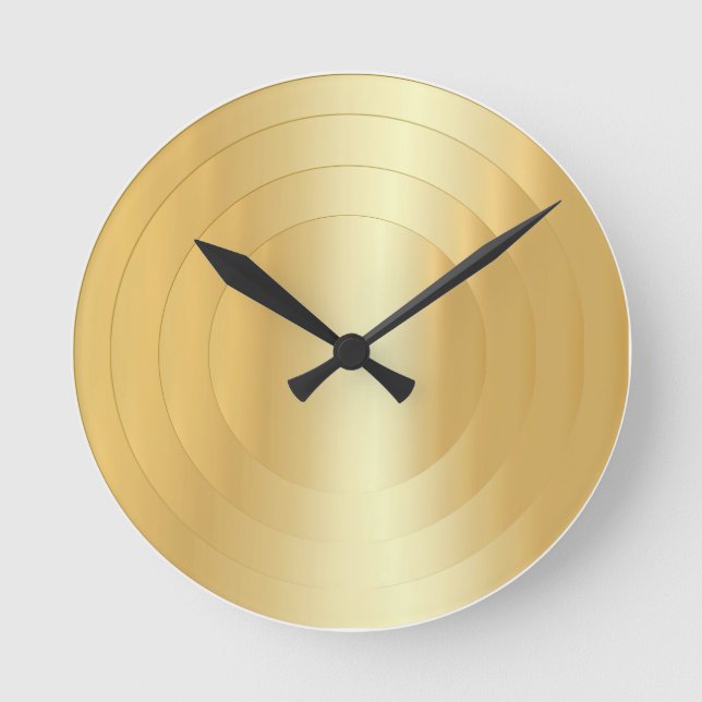 Horloge Ronde Faux Gold Glamour Élégant Modèle tendance Petit (Recto)
