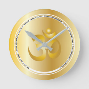 Horloge Ronde Faux gold yoga with mantra blessing
