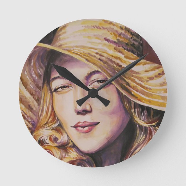 Horloge Ronde Femme avec le casquette (Recto)