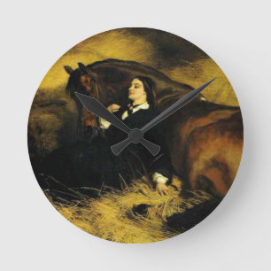 Horloge Ronde Femme et Cheval