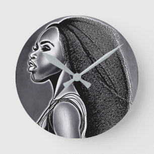 Horloge Ronde Femme noire.