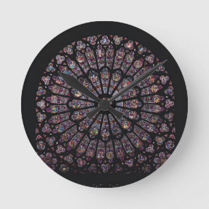Horloge Ronde Fenêtre rose de transept du nord dépeignant la