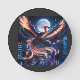 Horloge Ronde Fênix flamejante Relógio de Parade Redondo