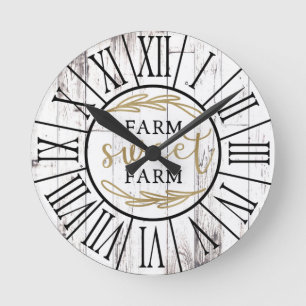 Horloge Ronde Ferme de campagne en bois blanc délabré douce ferm