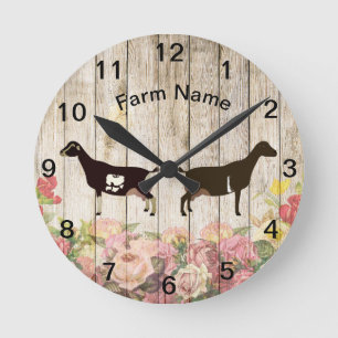 Horloge Ronde Ferme de chèvre laitière La Mancha personnalisée