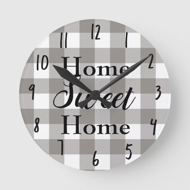 Horloge Ronde Ferme Rustic Grey & White Buffalo Plaid Carré (Recto)