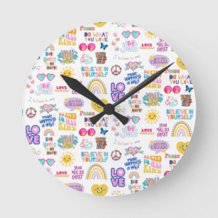 HORLOGE RONDE FERMETURE DU MUR DES AFFIRMATIONS