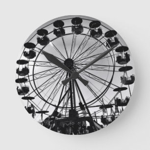 Horloge Ronde Ferris Wheel in Black and White Photo Venin