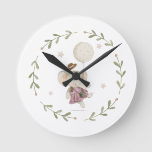 Horloge Ronde Fête de naissance bébé Bohème Douce Éléphant Adora
