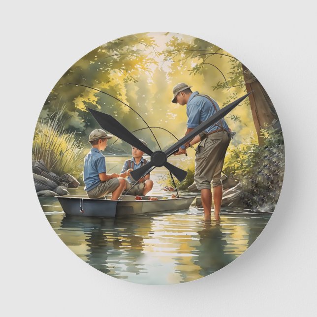 Horloge Ronde Fête des pères partie pêche (Recto)