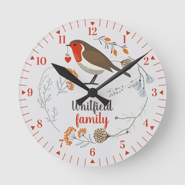 Horloge Ronde Fêtes de Noël en famille Cabine rustique (Recto)